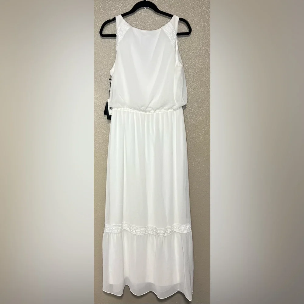 NWT Adrianna Papell Elegant Ivory Chiffon Sleeveless Maxi Dress Boho Vacation - Picture 12 of 15
